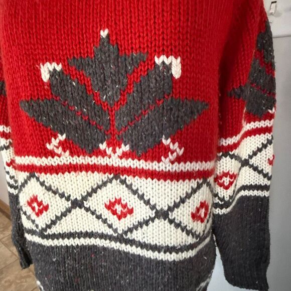 Susann D Nordic sweater womens size large red gray holidays skiing lodge winter - Picture 2 of 10